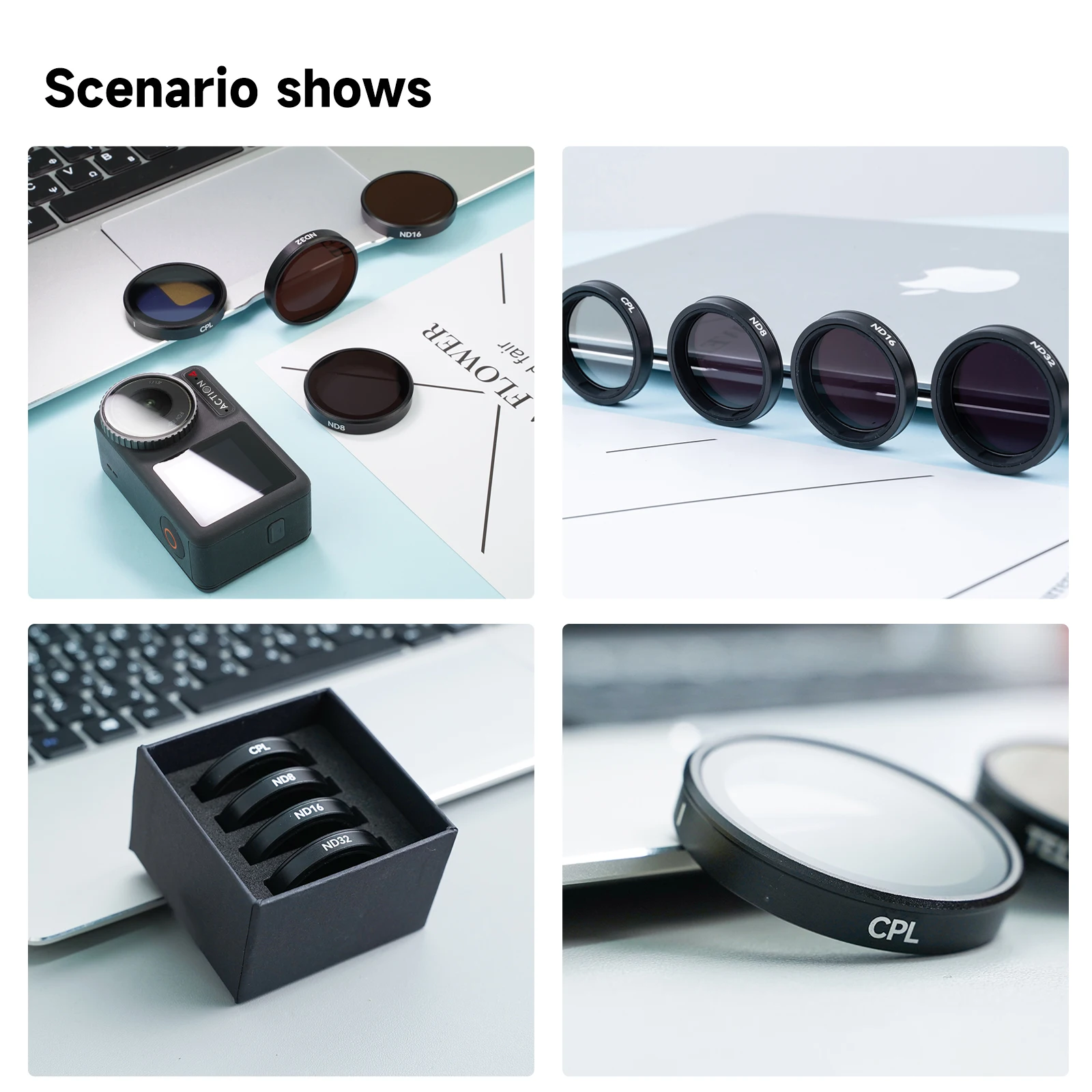 TELESIN CPL ND8 ND16 ND32 juego de lentes marco de aleación de aluminio para DJI OSMO Action 3 4 5pro ND CPL filtro accesorios de Cámara de Acción