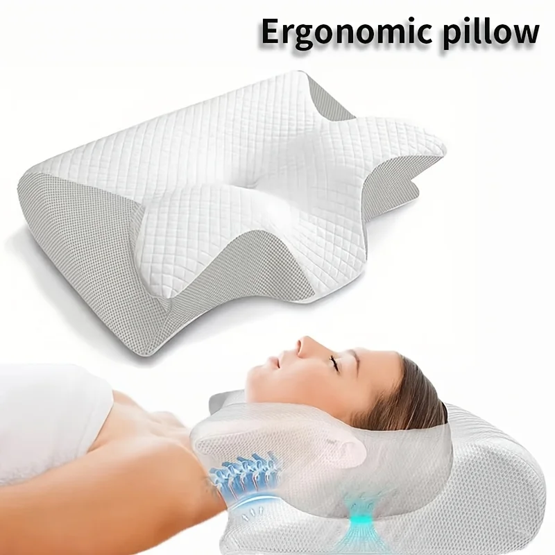 Memory Foam Pillows Butterfly Shaped Relaxing Cervical Slow Rebound Neck Pillow Pain Relief Sleeping Orthopedic Pillow Beding