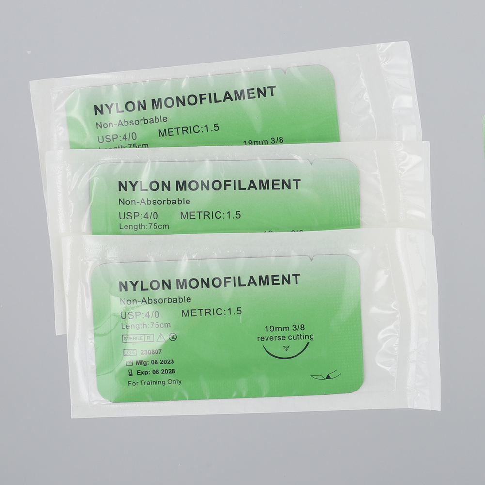 1-30 pièces 4/0 aiguille médicale Suture Nylon Monofilament fil Suture pratique Kit enseignement démonstrations exercices étudiants Educ