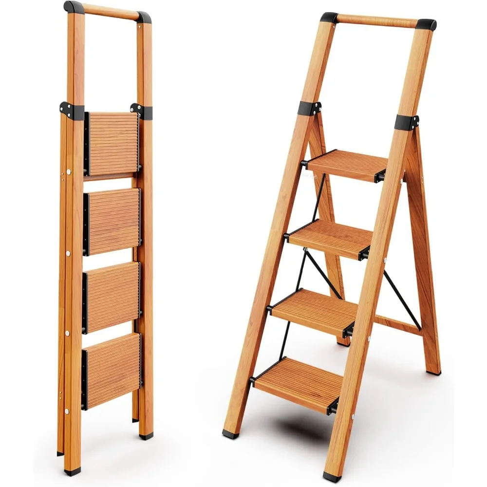 4 Step Ladder, Ladders for Home, Anti-Slip Pedals, Aluminum Step Stool Foldable, Lightweight to Move, Ease of Storage