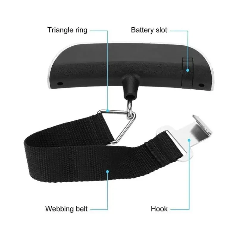 Balança eletrônica portátil com display LCD digital, bagagem pendurada mala, viagem pesa, bagagem saco peso equilíbrio, 110lb, 50kg, 1pc