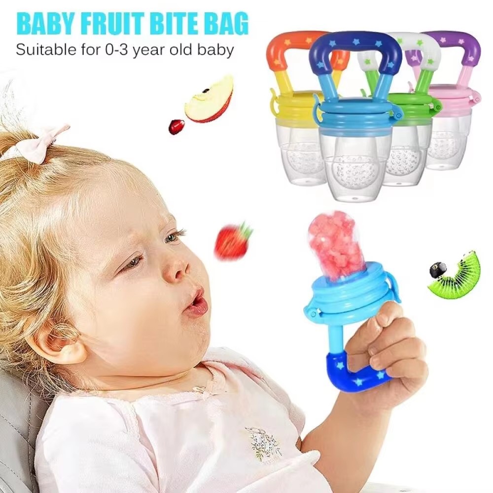 Bolsa de alimentos complementarios de silicona para frutas y verduras, 2 uds., con bolsa de repuesto, tazón de alimentación de bebé, comida complementaria para la dentición