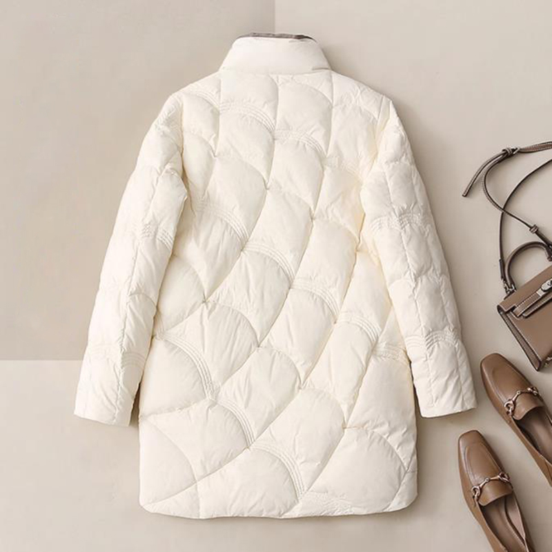 SEDUTMO Lange Vrouwen Eend Donsjacks Ultra Licht Winter Vintage Slanke Jas Herfst Casual Warm Zwart Gewatteerde Parka ED2057