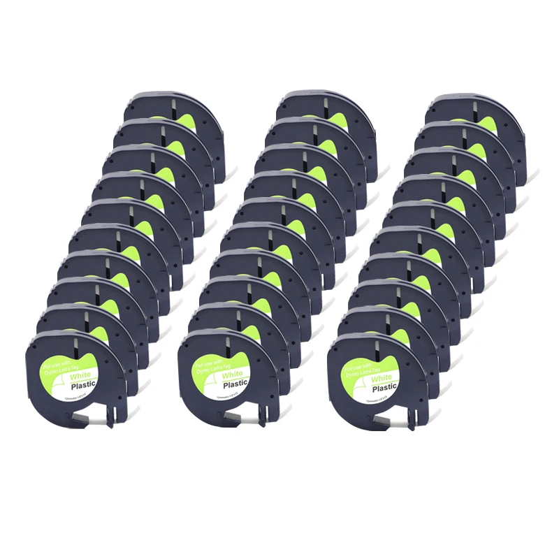 10/20/30/50pcs 91331 91201 12mm Multicolor เทปฉลากพลาสติก Dymo LetraTag Label Maker กระดาษเทปสําหรับ LT100H LT-100T