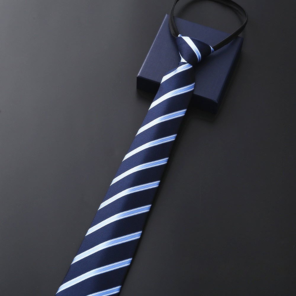 Elegante 8CM Faule Krawatten Blau Schwarz Rot Gestreiften Männer Hemd Business Kleid Zipper Krawatte Krawatten Vestisens Zubehör Hochzeit bräutigam