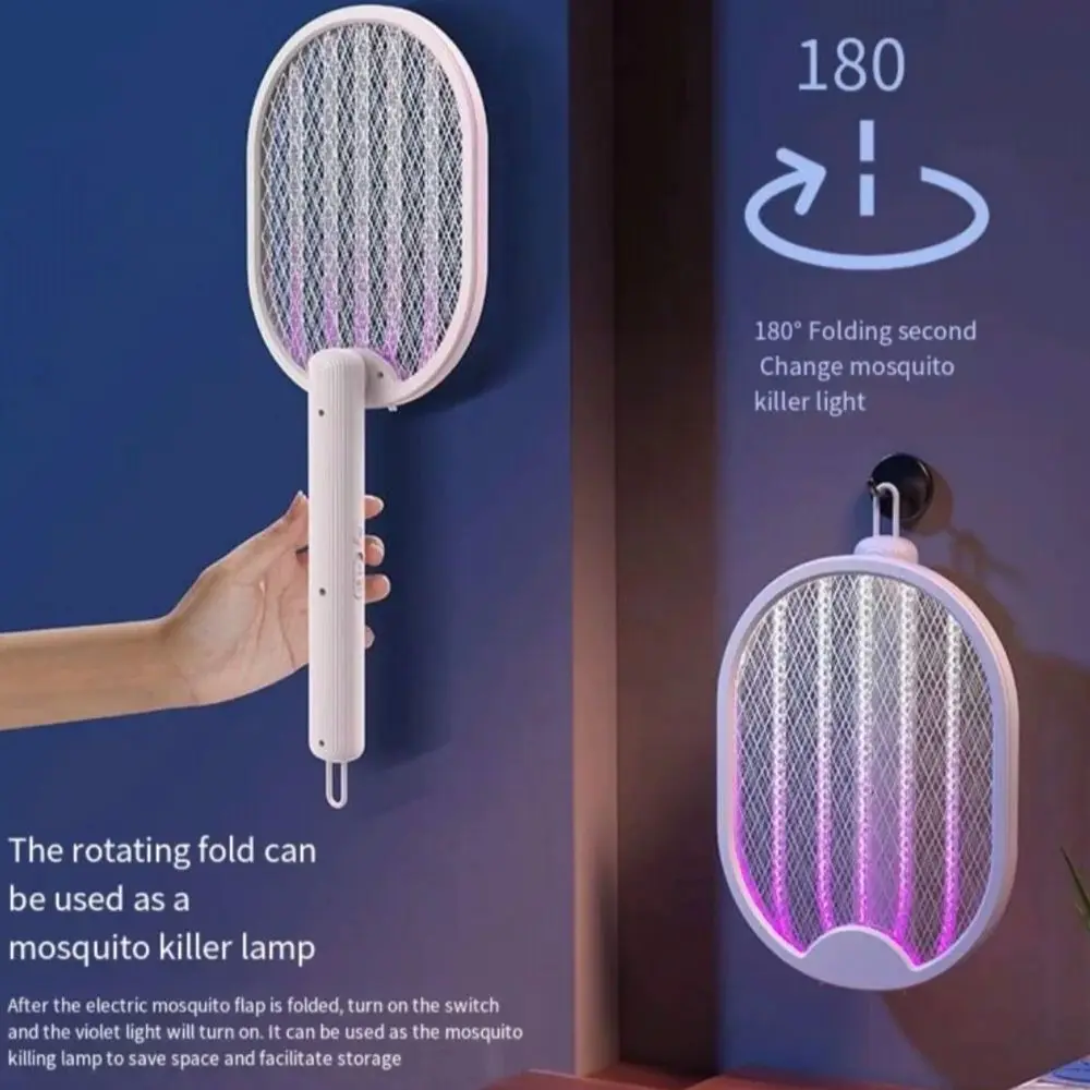 DW1 Elektrische Mückenklatsche für Zuhause, Schlafsaal, Mückenvernichtungslampe, 2-in-1, violettes Licht, zusammenklappbar, über USB wiederaufladbar, Insektenvernichter