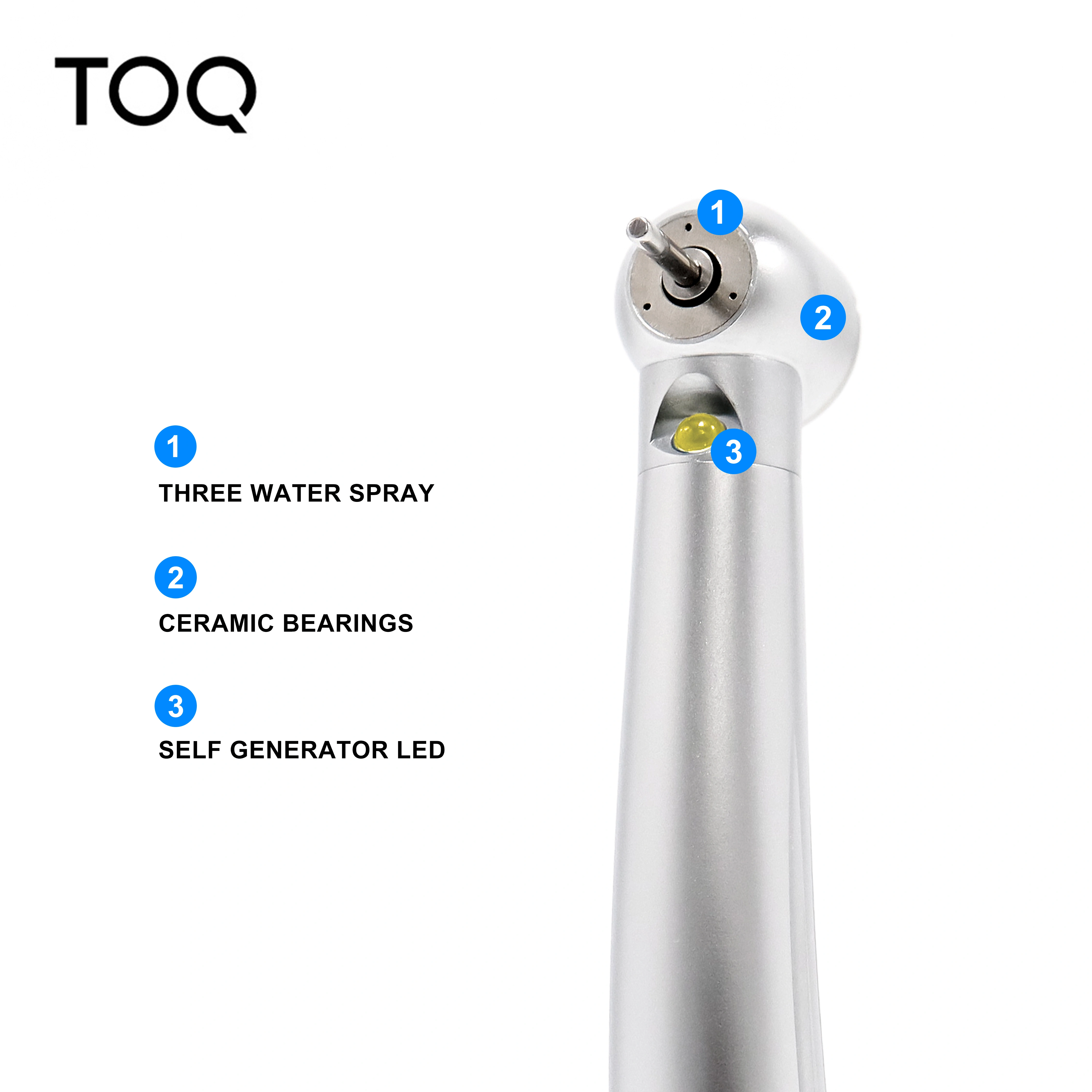 ทันตกรรม LED E-เครื่องกําเนิดไฟฟ้า PUSH ปุ่ม Handpiece ความเร็วสูง Air Turbine Triple สเปรย์น้ํามือชิ้น 4 รู 2 รู