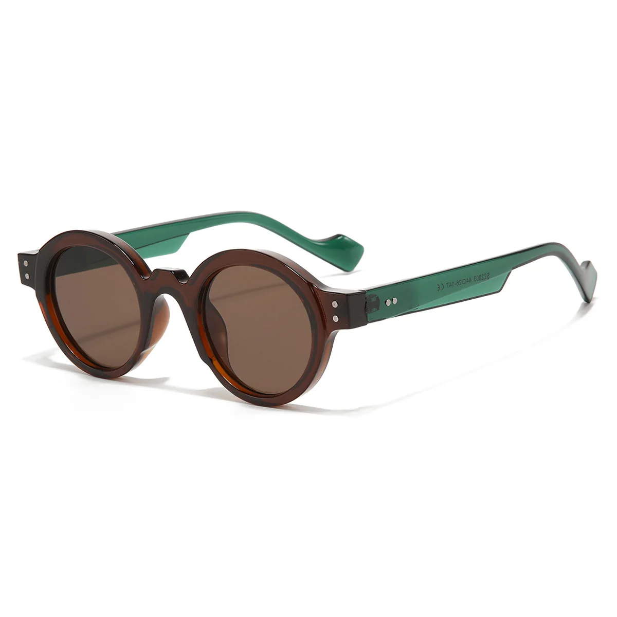 Gafas de sol redondas para hombre y mujer, lentes de sol Punk de doble Color UV400, decoración de remaches Retro, gafas de sol de tendencia, montura de lente transparente