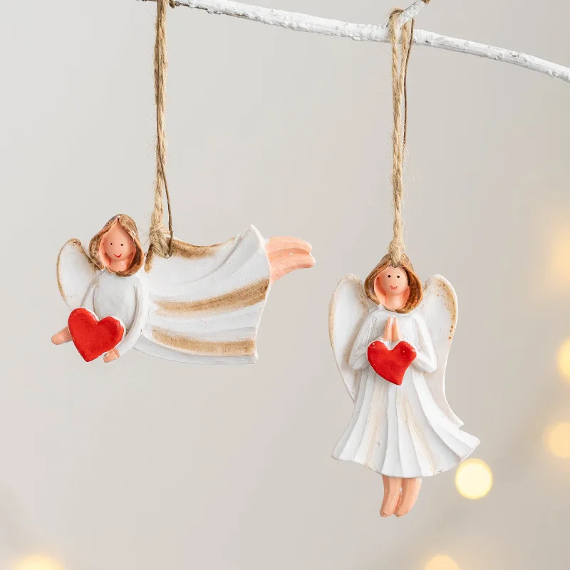 Colgante de resina para árbol de Navidad, adornos navideños de Papá Noel/Ángel/muñeco de nieve, decoración de Año Nuevo, 2023