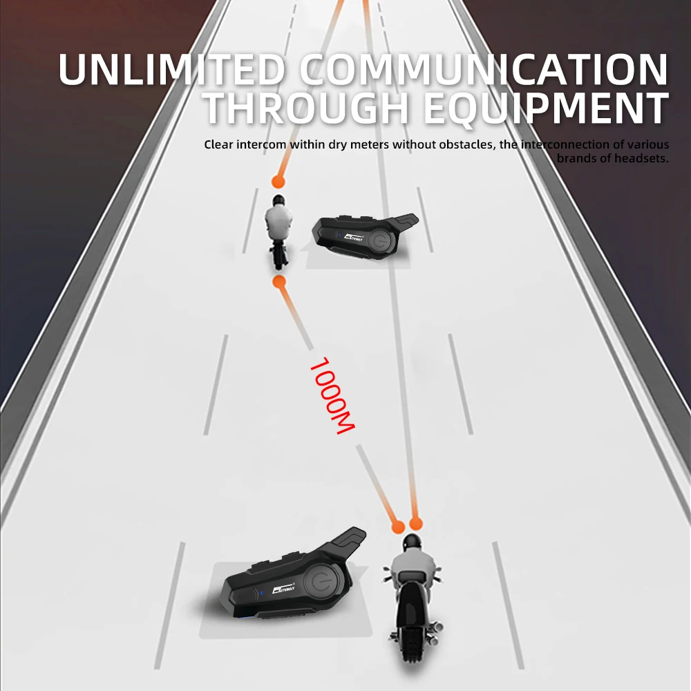 Comunicador de interfono de 1000M X1 Plus, intercomunicador para casco de motocicleta, auriculares Bluetooth, interfono impermeable para Moter