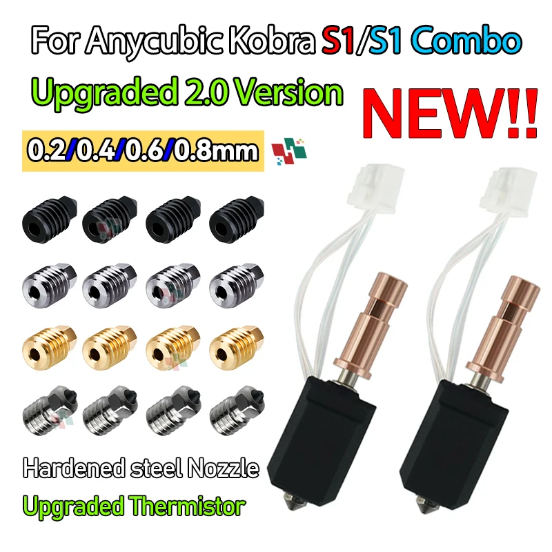 Для Anycubic Kobra S1 Hotend керамика Новое обновление Hotend для Kobra S1 Combo Head S1C 3d-принтер 24 В 48 Вт 200 К Быстрый нагрев 300 ℃