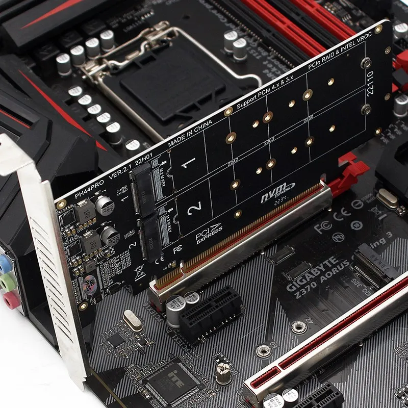 4-портовый раздвоенный контроллер M.2 NVME to PCI Express X16 4.0 M KEY NVME PCIE для 2230 2242 2260 2280 NVME M2 SSD