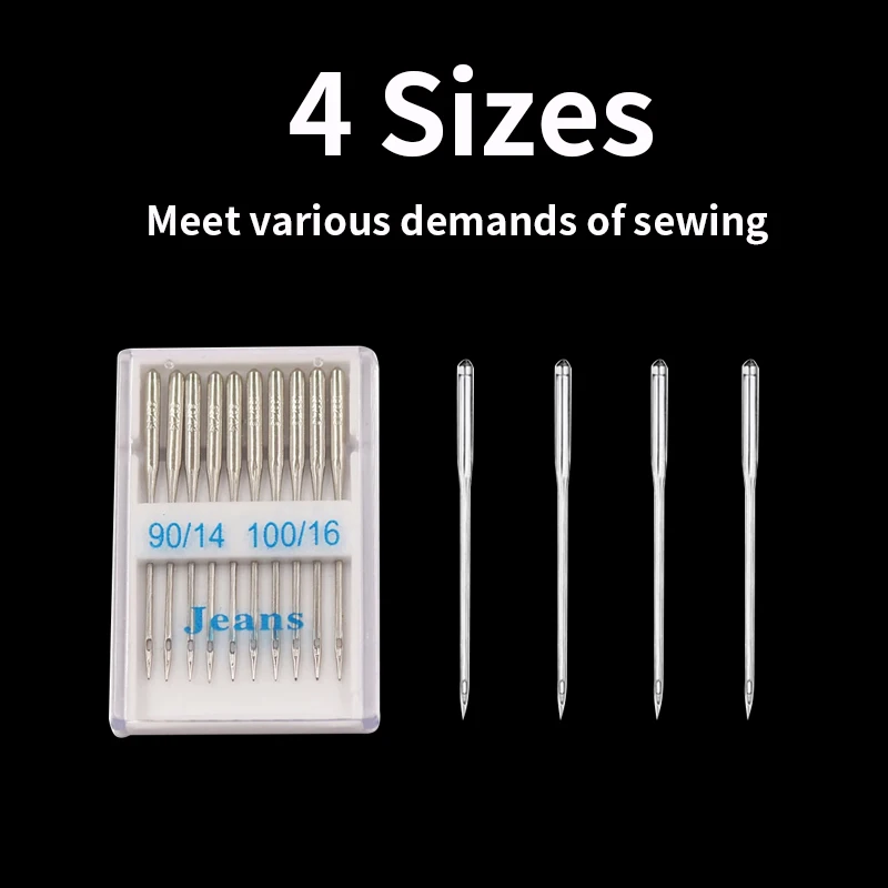 20 pçs agulhas de máquina de costura jeans universal ponto regular agulhas de costura bola cabeça para casa máquina de costura suprimentos