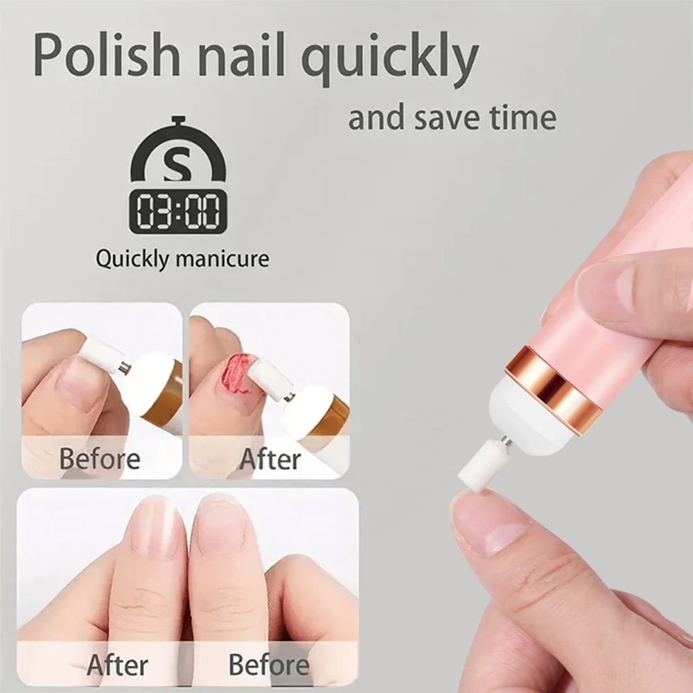 YIKOOLIN juego de cuidado de lima de uñas portátil, luz LED ajustable, 4 velocidades, 12 brocas de fijación, carga USB, uso doméstico