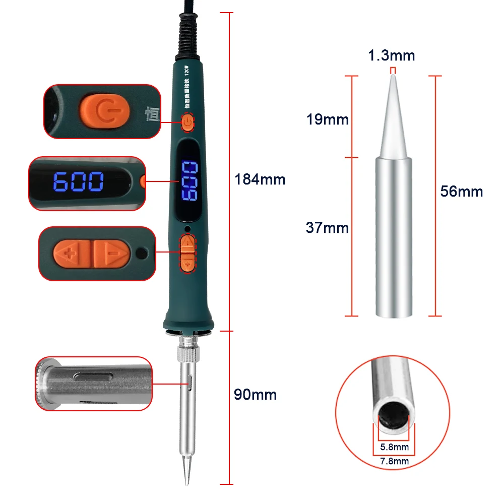 100 W/120 W Digital Soldering ชุดเหล็กซ่อมชุดเครื่องมือบัดกรีไฟฟ้า Dual การสอบเทียบอุณหภูมิ 200-600C