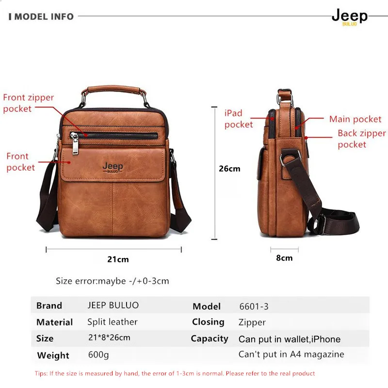 JEEP BULUO herren Umhängetaschen Umhängetaschen Split Leder Handtasche Mode Business Mann Umhängetasche Hohe qualität Tote Heißer
