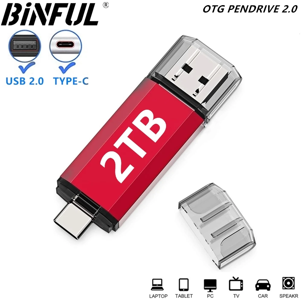 Высокоскоростной флеш-накопитель BINFUL 2NI1 TYPE-C, Флэшка 1 ТБ, 512 ГБ с брелоком, карта памяти, креативный Деловой Подарок