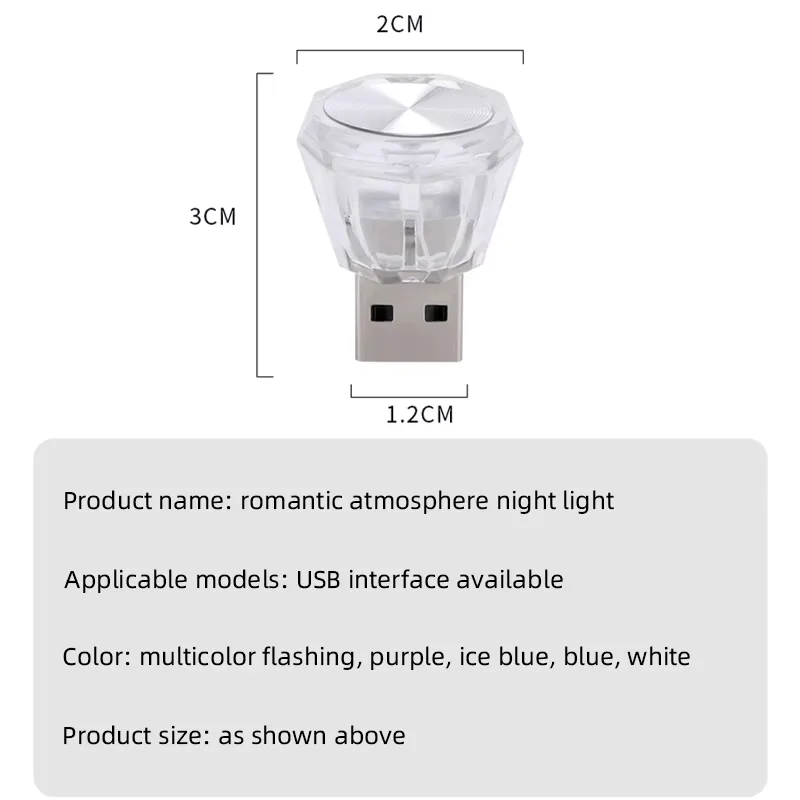 Usb atmosfera luz led mini colorido luz noturna para festa portátil natal quarto lâmpada ambiente auto interior led