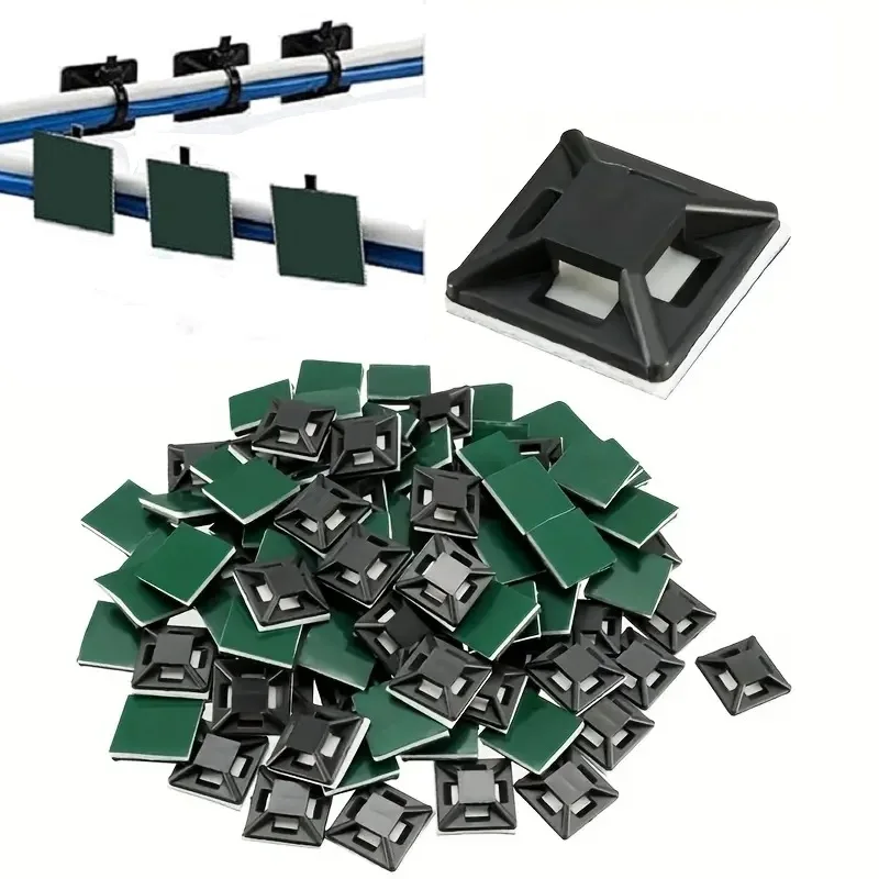 50/100 Uds. Soportes de lazo con cremallera, abrazadera de Clip duradera, soporte de pared, Base, organizador de cables, soporte para Pedal, gestión de cables al aire libre