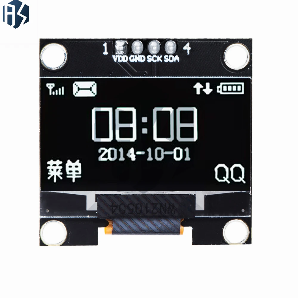 ‌ Módulo de exibição OLED I2C de 1,3 polegadas 128x64 SSD1306 (branco no preto) – compatível com 3,3 V/5 V, interface de 4 pinos (GND, VCC, SCL, SDA)