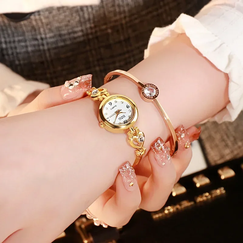 Reloj de pulsera con forma de corazón para mujer, reloj de cuarzo dorado para mujer, reloj de pulsera informal, accesorios para regalos, reloj Montre