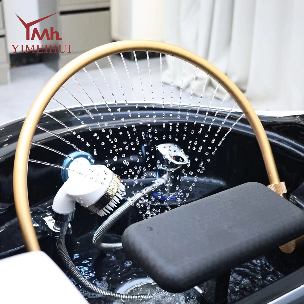 Salon Head Spa Shampoo Massage Bed Synthetic Leather Head Therapy Bed Automatic Massage Shampoo Chair Hair Spa Equipment
