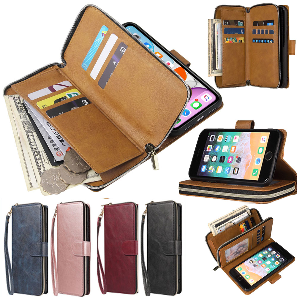 Untuk Blackview BV9100/BV9600/BV9600Pro/A60/A60 PRO/A80/A80S/A80 PRO/A70/A90/A100 Casing Pelindung Dompet Kulit Ritsleting Ultra Tipis