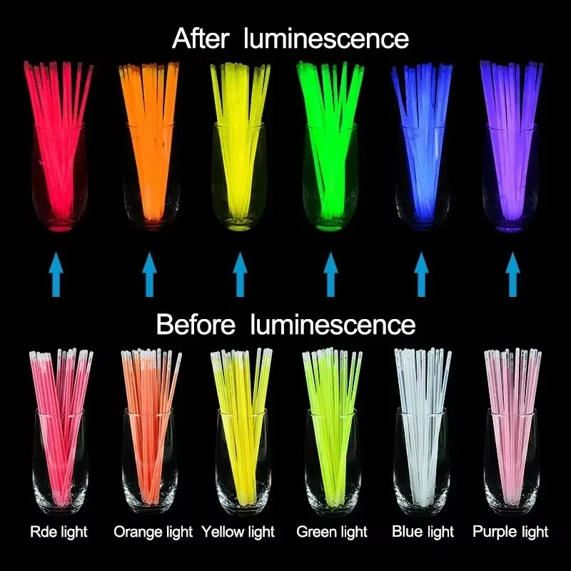 10/100Pcs Fluoreszenz Sticks Party Mehrfarbige Leuchtende Stick Helle Bunte Licht Helle Biegsamen Glow Armband Party Liefert