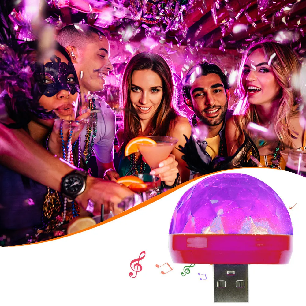 Mini USB LED Auto Atmosphäre Licht RGB Musik Sound Control DJ Disco Ball Lampe Home Party USB Zu Apple Android Telefon disco Licht