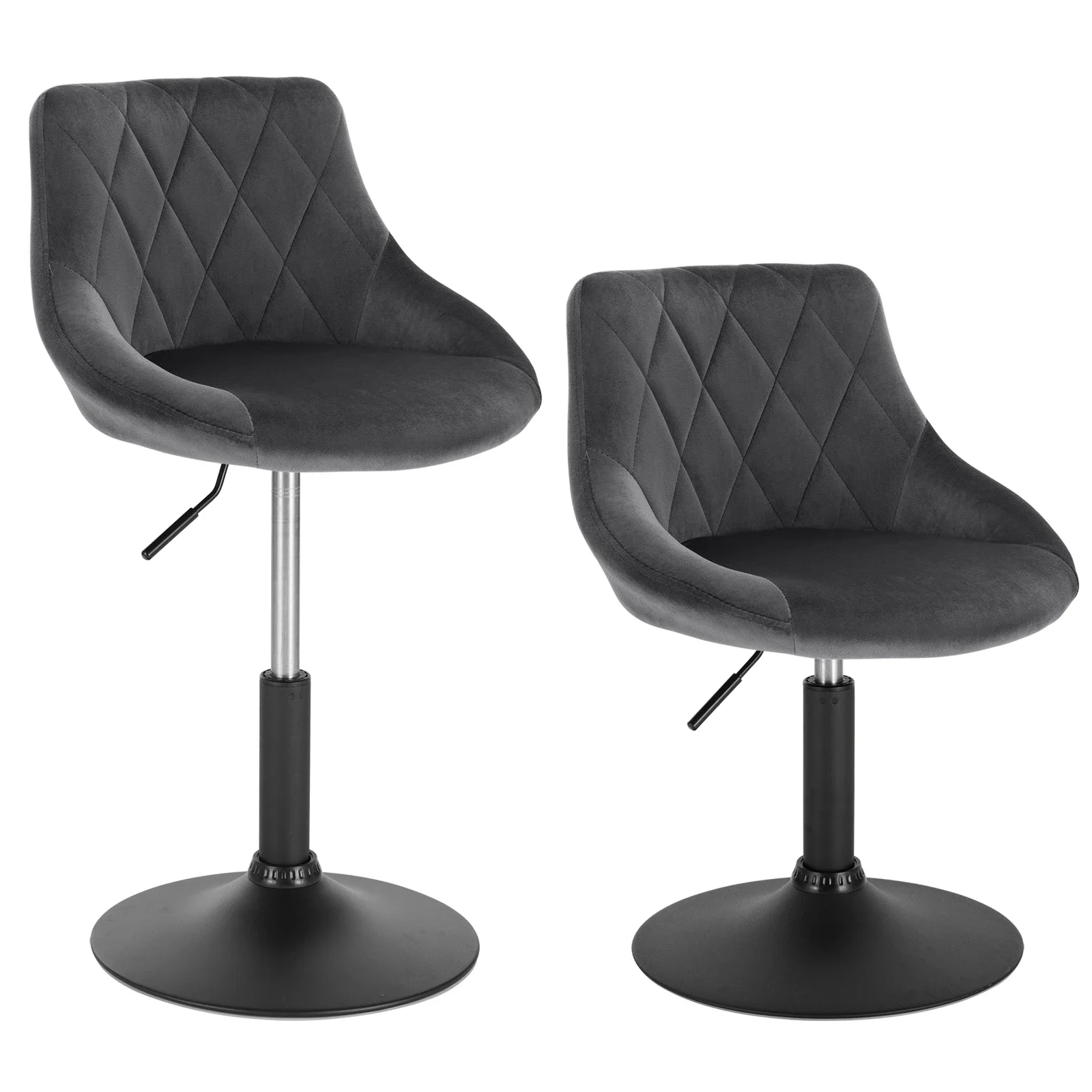WOLTU 2PCs/Set Velvet Bar Stools Bar Chairs Upholstered Chair with Backrest Height-Adjustable Rotatable Lounge Chair Home Bar