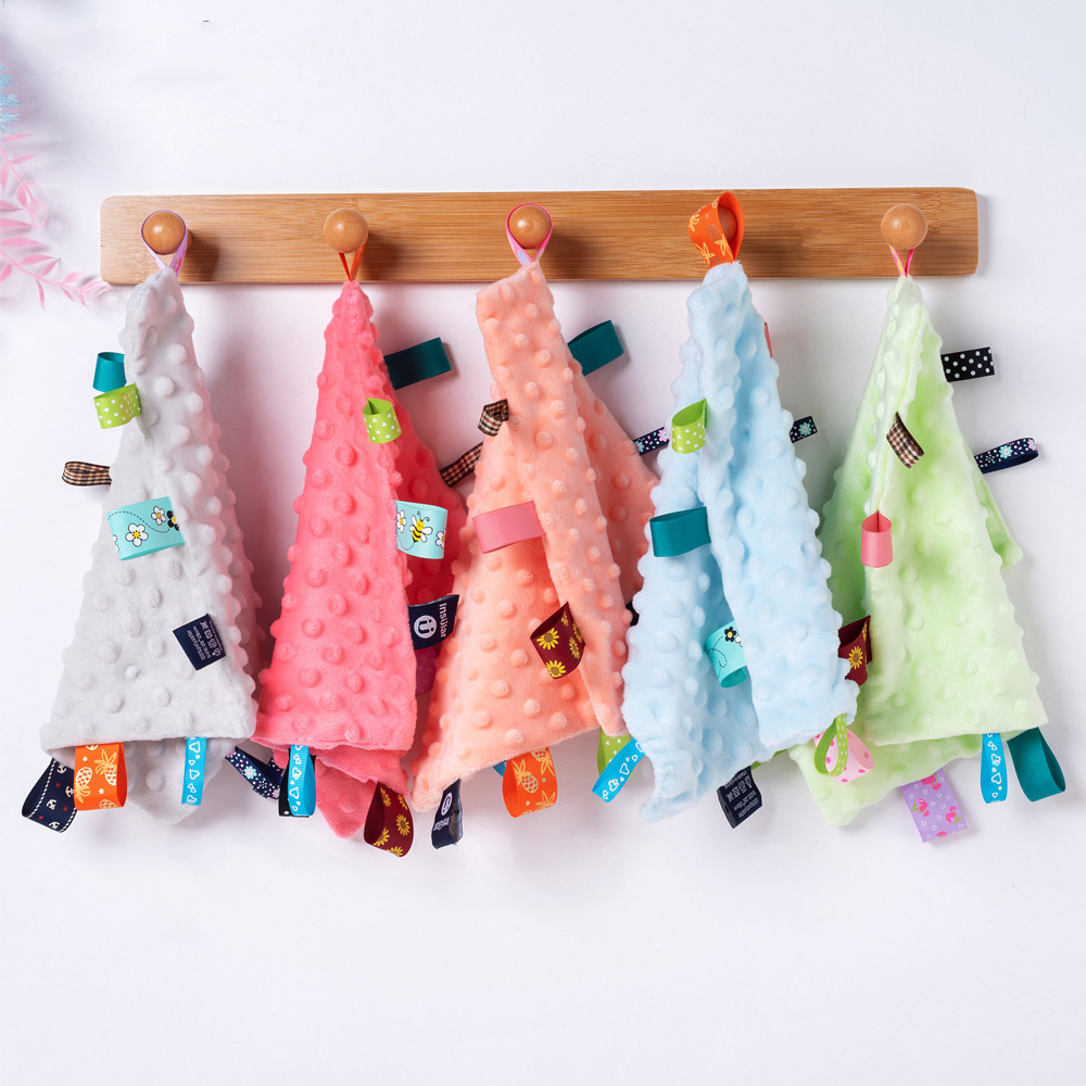 Etichetta piselli per bambini Asciugamano lenitivo in morbido cotone Neonato Giocattolo per dormire Tinta unita Lenisce Placare Piumino Coperta Bavaglini Asciugamano per saliva