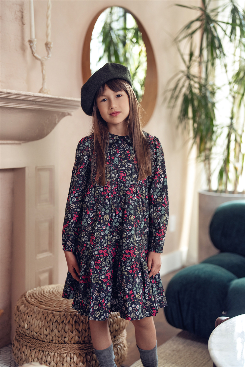AS Shabbos Boutique Abbigliamento per fratello Sorella Abiti coordinati Bambini Cotone Nero Abito floreale Pagliaccetto Maglieria per bambini
