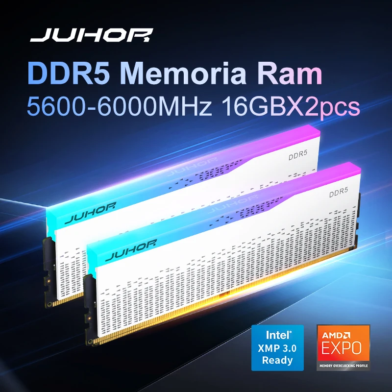 JUHOR DDR5 16 GB 32 GB 6000 MHz 6400 MHz 6800 MHz RGB DDR5 DIMM Desktop-Speicher Neue Dimm Memoria Rams mit Kühlkörper