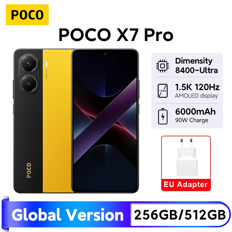 【Brand+】POCO X7 Pro Smartphone Dimensity 8400-Ultra 6.67" 120Hz AMOLED display 90W HyperCharge 6000mAh NFC Xiaomi HyperOS