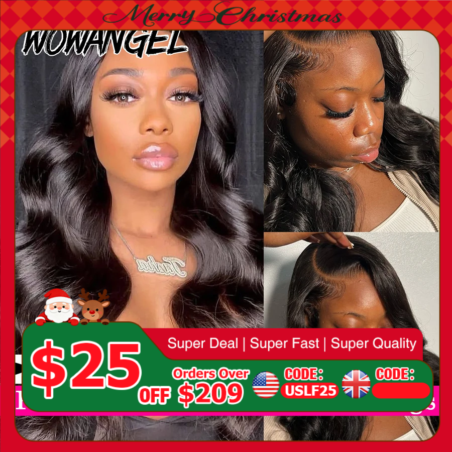 Wow Angel 13x6 HD Lace Front Wigs 250% Remy Hair Body Wave Human Hair Wigs HD Lace Wigs Pre Plucked Wear To Go Wigs for Women
