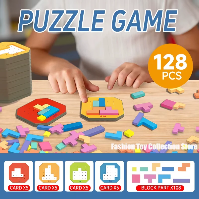 128Pcs Shape Matching Board Game-Interactive Parent-Youngsters Logic Training Toy,Ideal for Christmas and Birthday Gifts