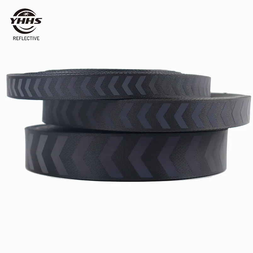 Wholesale Rainbow Reflective Webbing with Black Tape Magic Gradient Garment Accessories  For Pet Collar Or Keychains