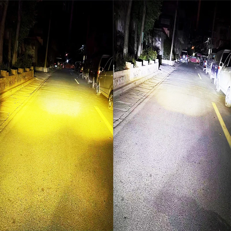 Foco para motocicleta, lámparas LED antiniebla de haz alto/bajo de doble Color para coche, SUV, UTV, camiones, 12V, 24V, lente mini, luz de conducción