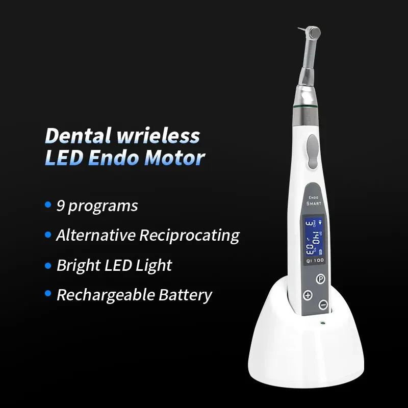 ทันตกรรม LED Endo มอเตอร์สมาร์ท 9 โปรแกรมพร้อมหลอดไฟ LED และ 16:1 ลด Contra มุม Endodontic เครื่องมือ