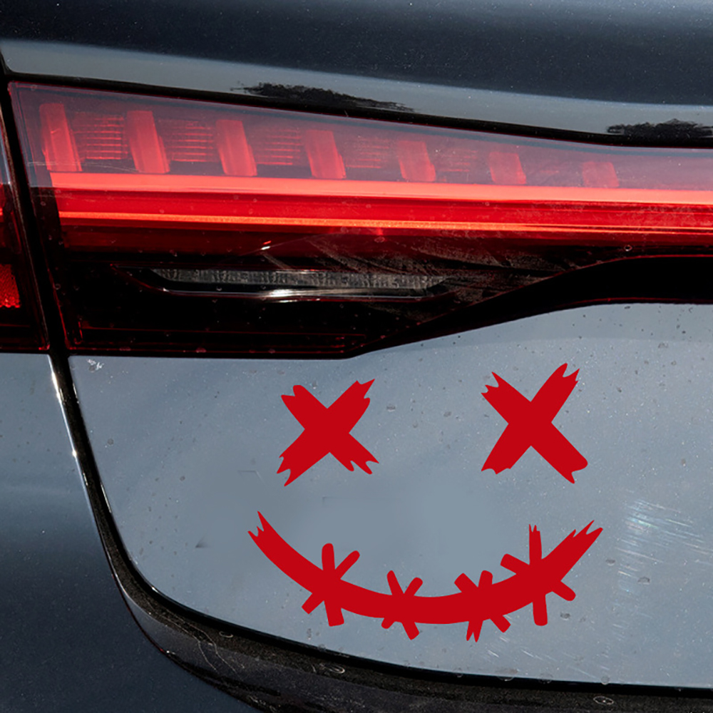 Wasserdichte reflektierende Aufkleber für Motorradhelm, Dämon lächelndes Gesichtsaufkleber, Karosseriedekoration, Autoaufkleber, Laser