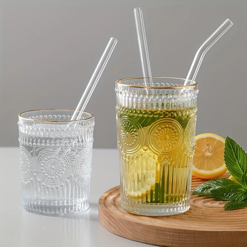 1 Juego de pajitas de vidrio resistentes al calor con cepillo, juego de 5: reutilizables y lavables, perfectas para batidos, batidos, té y jugo