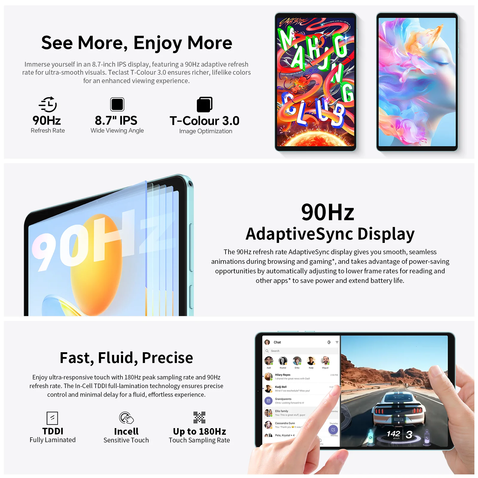 Teclast P50 Mini Tablet Android 15 8.7" IPS 90Hz 12GB(4GB+8GB Expansion)RAM 128GB ROM T606 8-Core 5000mAh GPS Widevine L1 Type-C