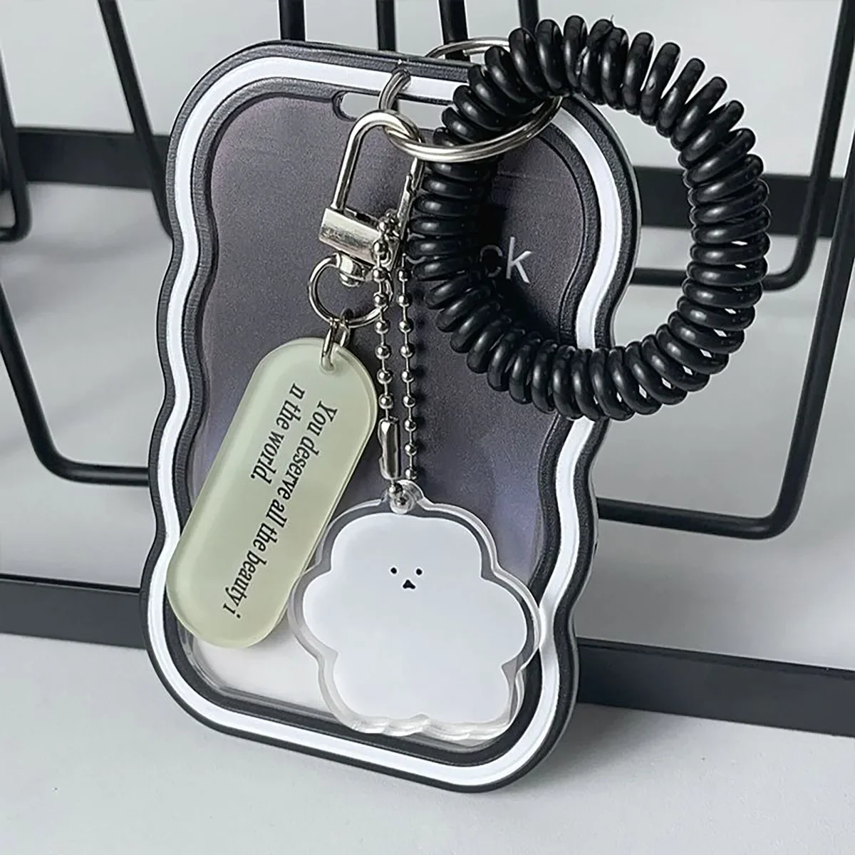 Kpop Photocard Creative Design Student Card Case Photo Protector Transparent Card Holder Keychain Photo Bus Card