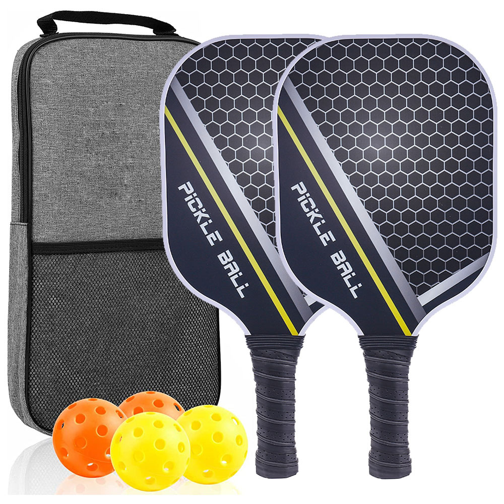 Conjunto de pás de pickleball-fibra de carbono grafite usado aprovado raquetes leves conjunto de exercícios internos e externos para todas as idades