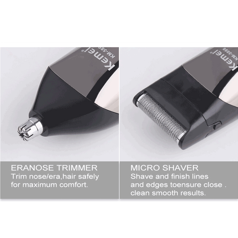 Kemei KM-5898 Hurtowy zestaw do pielęgnacji 11 w 1 do salonu fryzjerskiego, nadający się do prania i akumulatorowego trymer do włosów dla mężczyzn