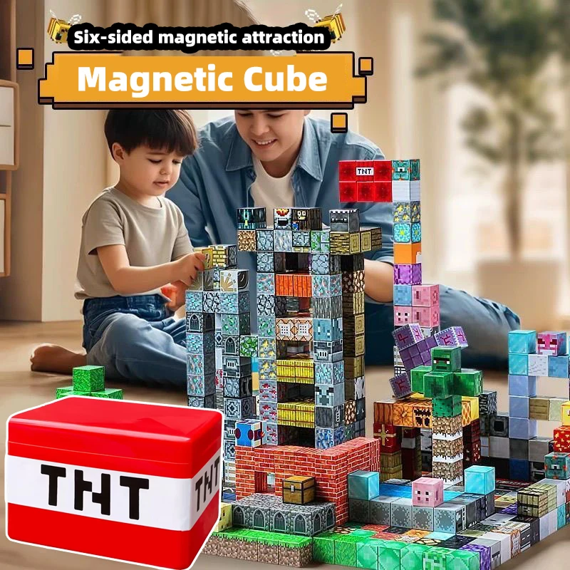 Pudełko do przechowywania klocków TNT, magnetyczna zabawka z klocków, zestaw klocków, zabawka do samodzielnego montażu dla dzieci, klocki konstrukcyjne,