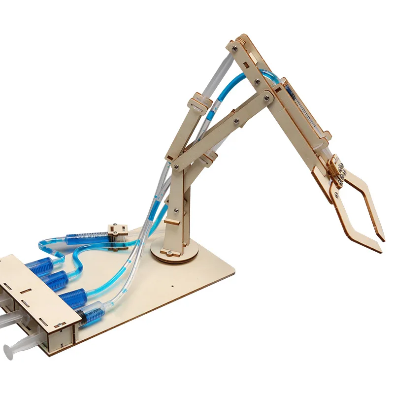 Handmade Wooden Hydraulic Manipulator Handmade Diy Teaching Toys for Primary and Secondary School Students