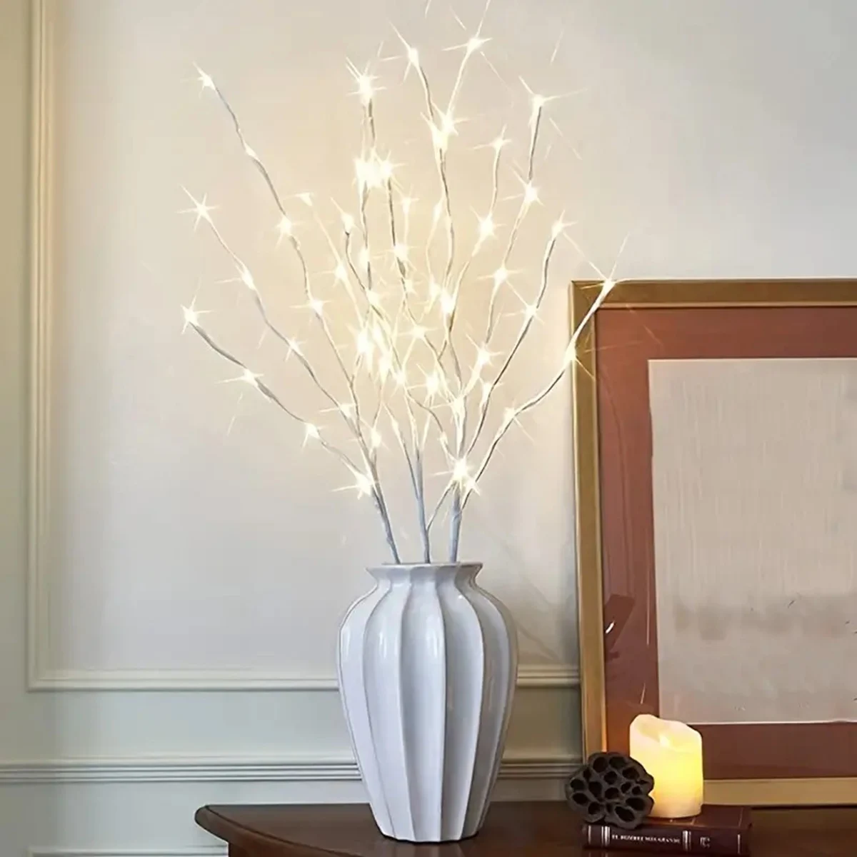 1 pc branco ramo de bétula luzes a pilhas 20 led luzes de fadas ramos de salgueiro para casa quarto dentro da decoração ao ar livre