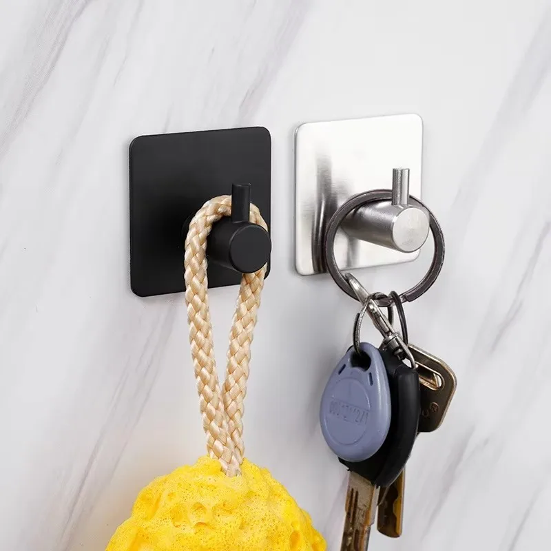 4/1pcs สีดํา Self-Adhesive Wall Hooks สําหรับแขวนแขวนเสื้อผ้าประตูห้องน้ํา Robe Hook Coat Rack ผ้าเช็ดตัวผู้ถืออุปกรณ์เสริม