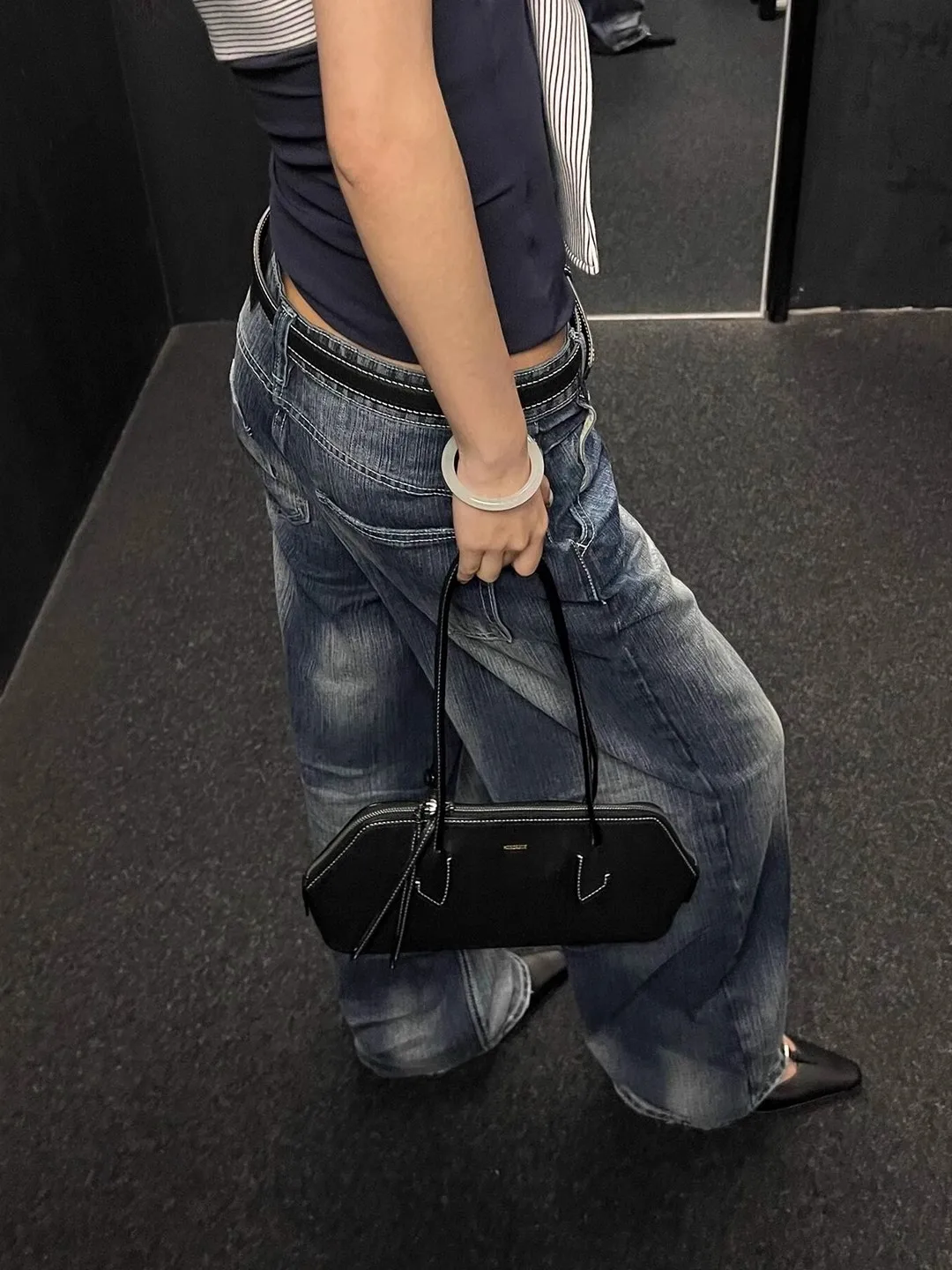 WCFCX STUDIO Vintage-Jeans mit weitem Bein, lockere Passform, hoch taillierte, schlankmachende, lässige, lange Hose mit geradem Bein